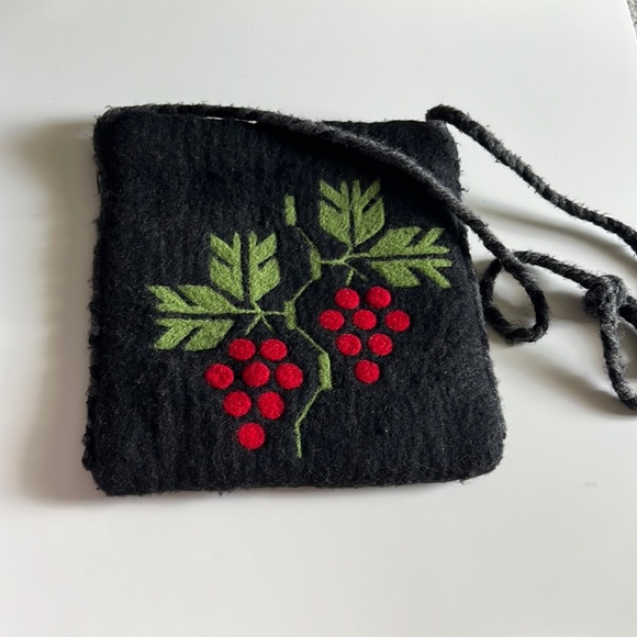 Hand Made Handbags - Felted wool messenger bag black